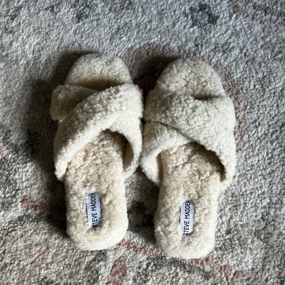 Steve Madden Shearling Slide Sandals